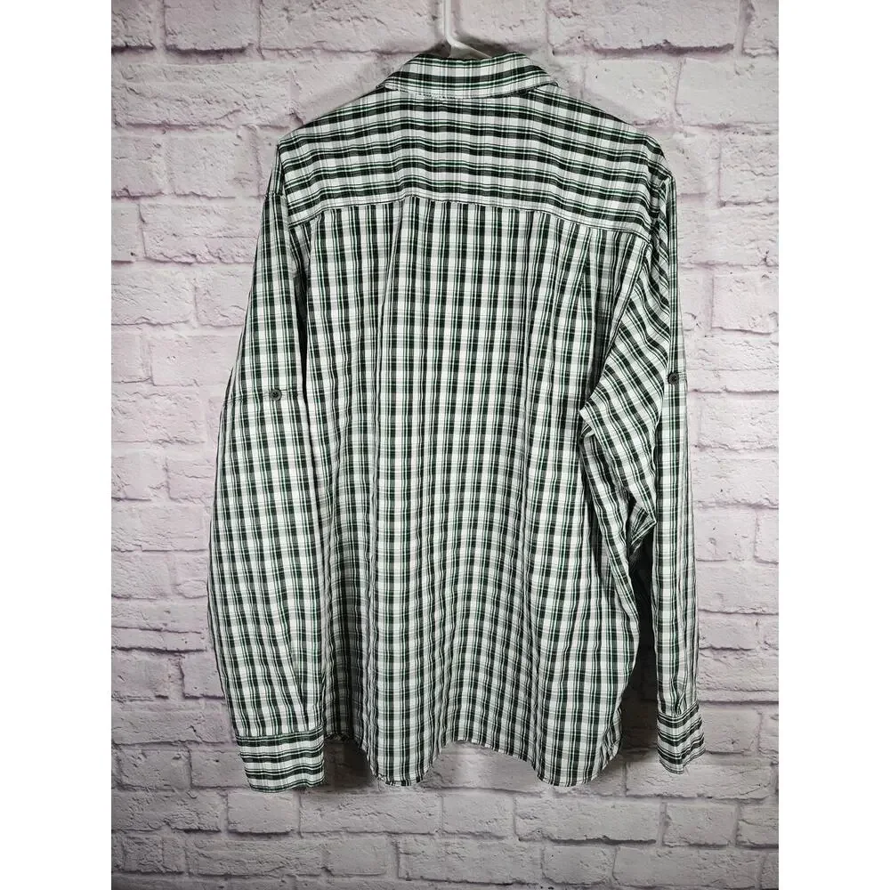 The North Face Men's XL‎ Button Down Shirt Green Black White Plaid